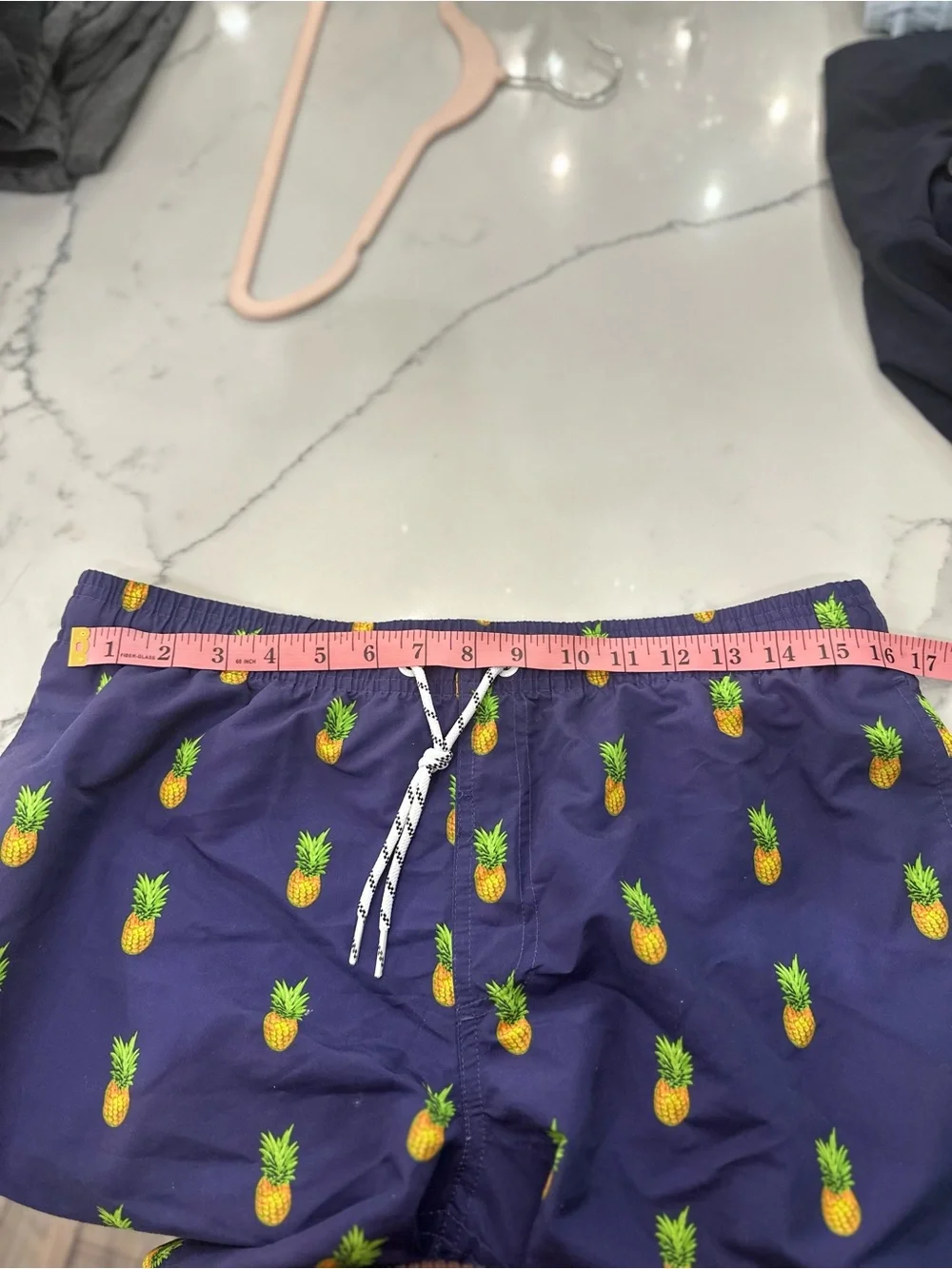 Men's Pineapple-Print Navy Swim Trunks